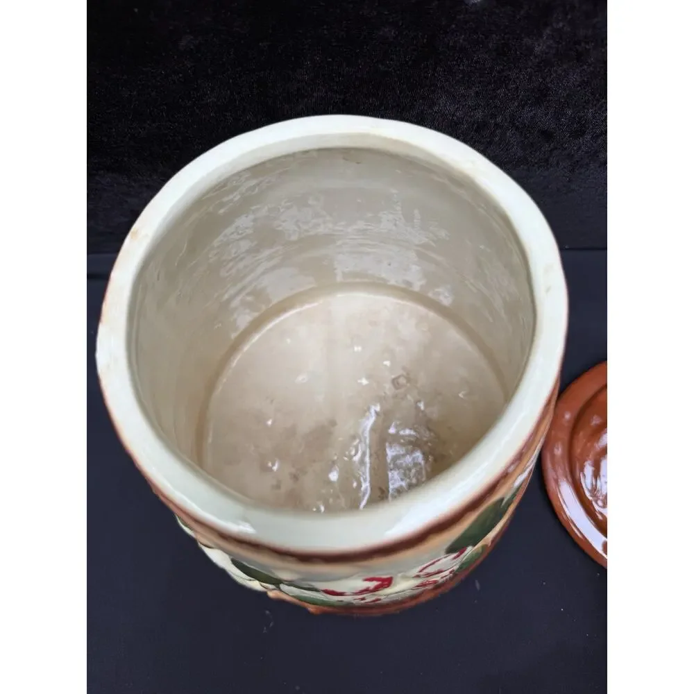 Vintage McCoy Pottery Butter Churn Dogwood Floral Cookie Jar c 1940s Made in USA